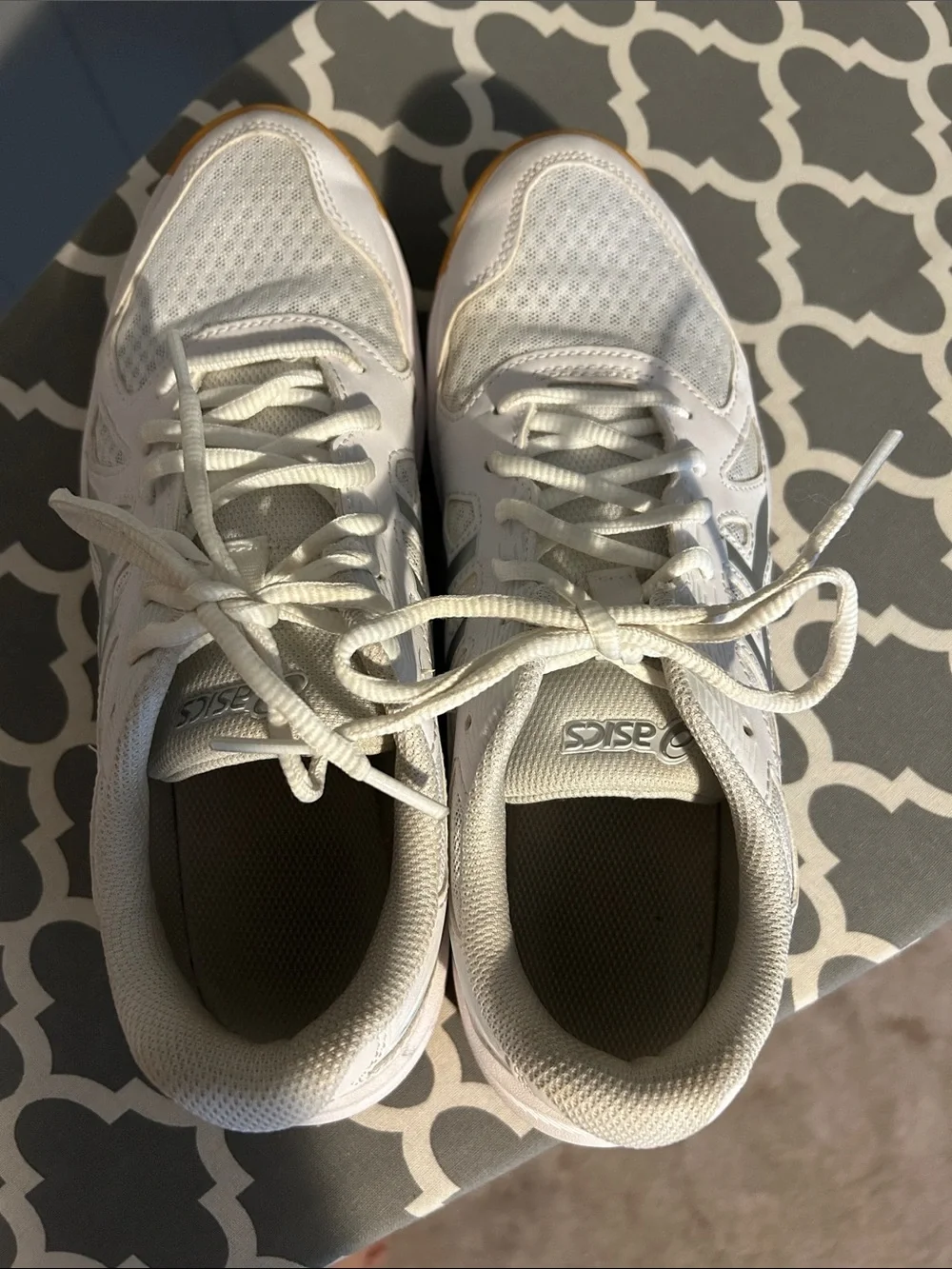 ASICS White Athletic Volleyball Sneakers with Gum Outsole